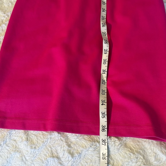 Amanda Uprichard Fuchsia Pink 3/4 Sleeve V-Back Stretch Fitted Dress Size Medium - Picture 12 of 12